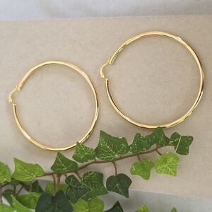 Gold Filled Thin Tube Hoop Earrings 2 3/4"